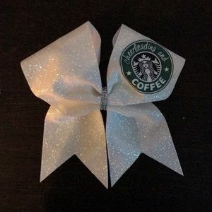White Glitter Starbucks Cheer bow